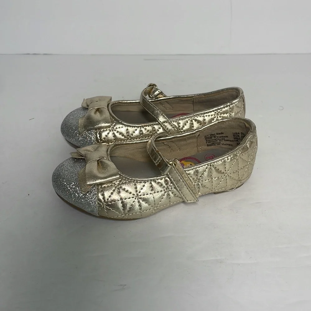 Disney Princess Toddler Gold Mary Jane Shoes Metallic Gold/Silver 5.5